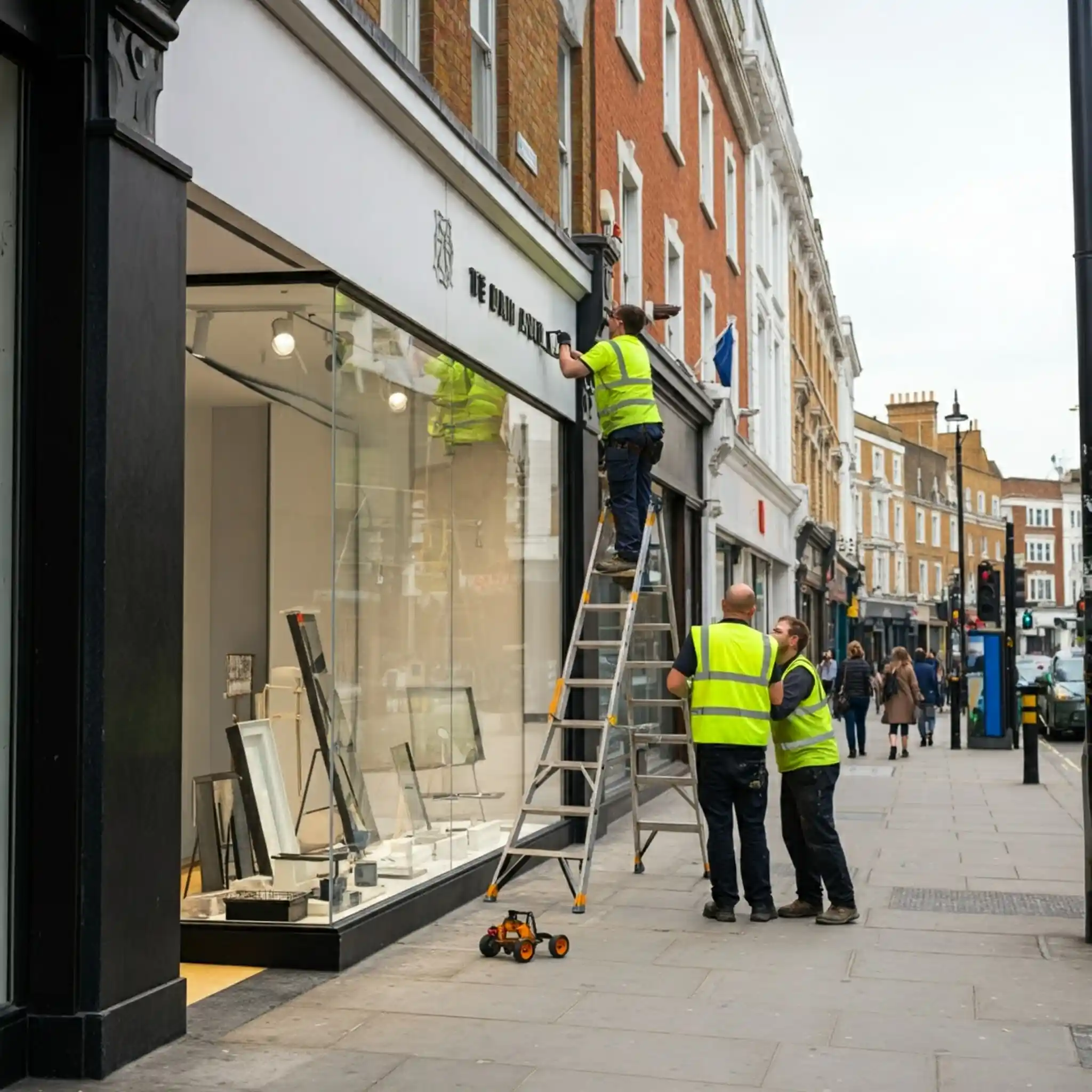 High-quality modern commercial shopfront installation in Windsor, showcasing sleek design and security features